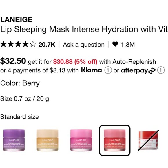 LANEIGE Lip Sleeping Mask in Berry - 20g Full Size / used once - Picture 10 of 10